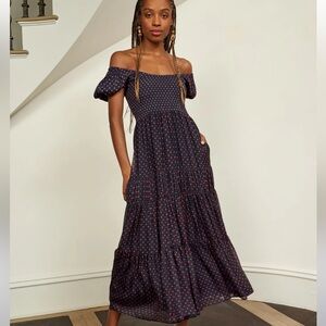 La Ligne Valentina blue and red silk Maxi Dress